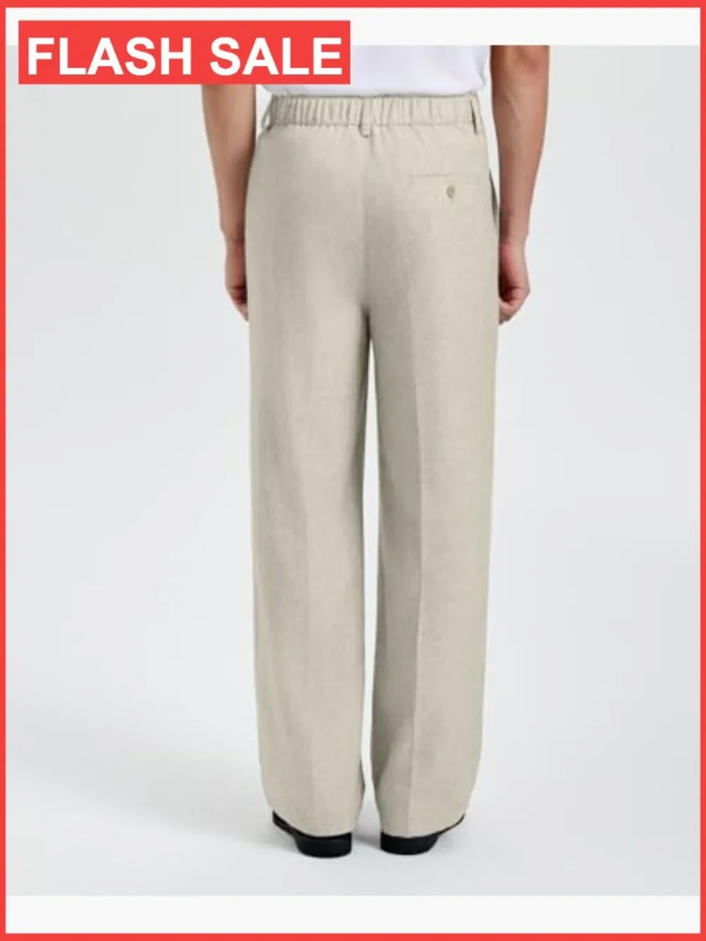 Men's Linen Wide Leg Trousers, Pleated Baggy Dress Pants